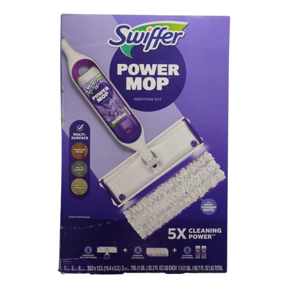 Swiffer PowerMop Multi-Surface Mopping Kit, Lavender, 8 pads + 2 refills
